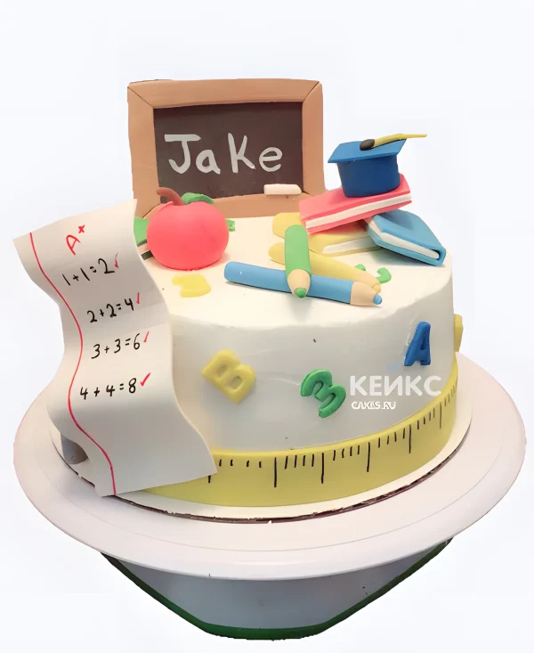 Торт в 11 класс с буквами и школьной доской Фото