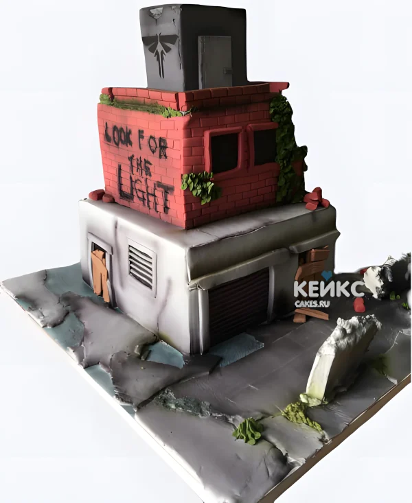 Торт в форме здания из сериала The last of us Фото