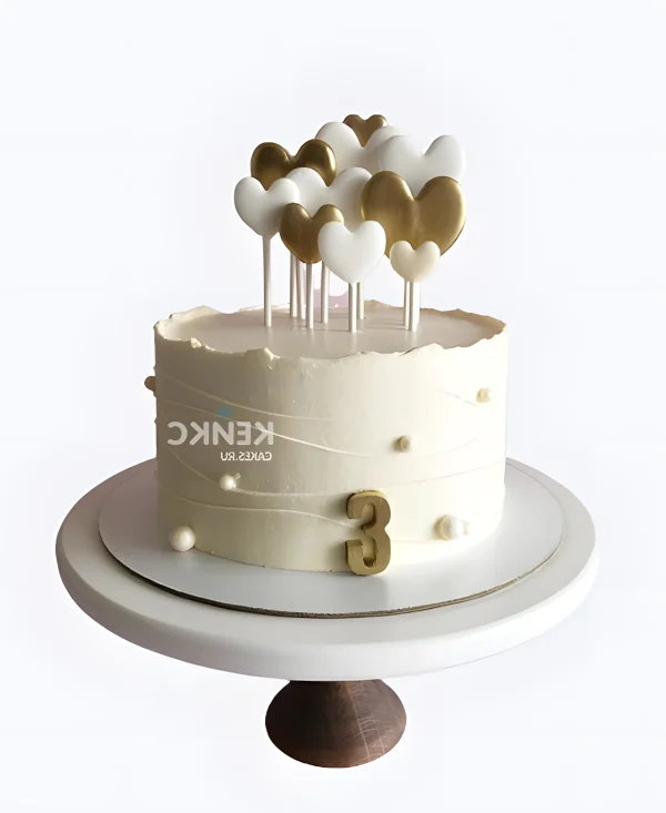 Торт в стиле минимализма на 3 месяца с цифрой Фото