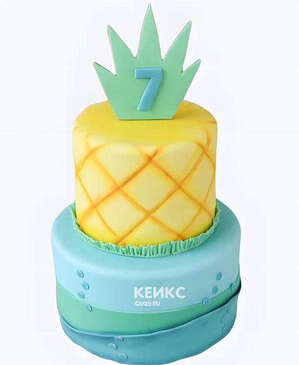 Торт в виде ананаса на 7 лет Фото