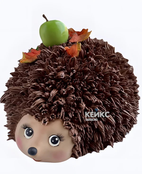 Торт 3D в виде большого ежика с яблоком Фото