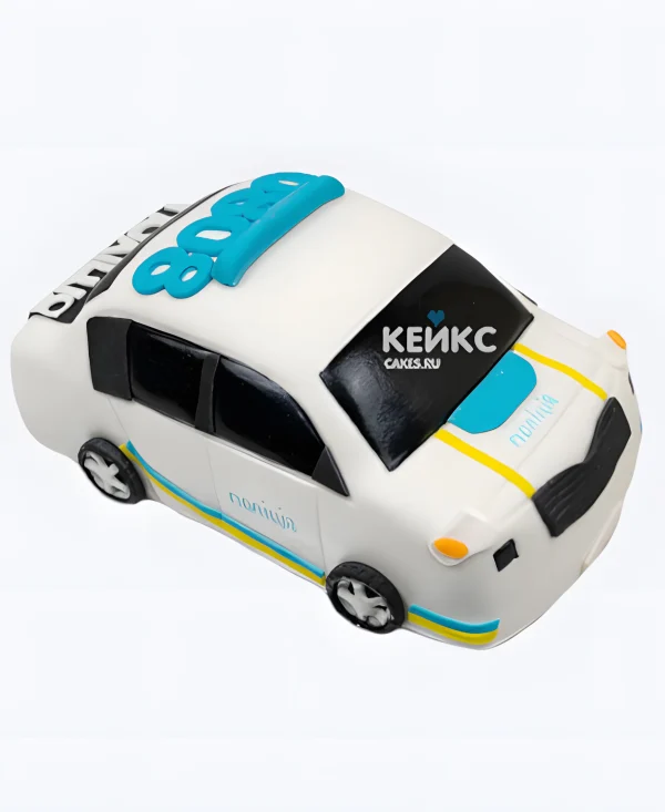 Торт в виде полицейской машины из мастики Фото