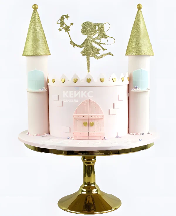 Торт в виде замка с феей Фото