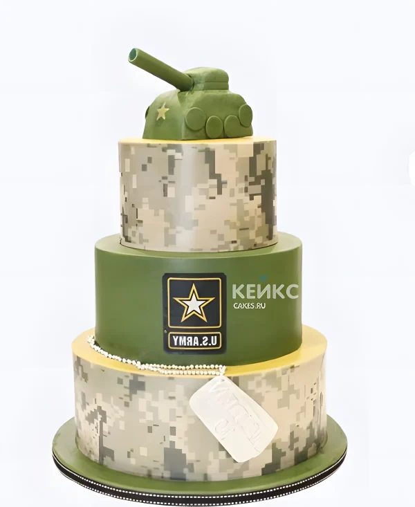 Торт в военном стиле на 23 февраля Фото