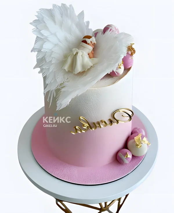 Велюровый пёстрый торт на выписку с младенцем Фото