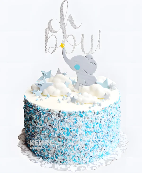 Вкусный торт для мальчика без мастики с посыпкой и слоником Фото