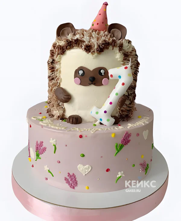 Милый торт с фигуркой ежика и цифрой 1 Фото