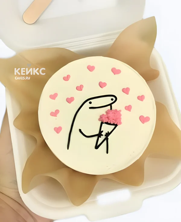 Забавный бенто-торт дочке с сердечками Фото