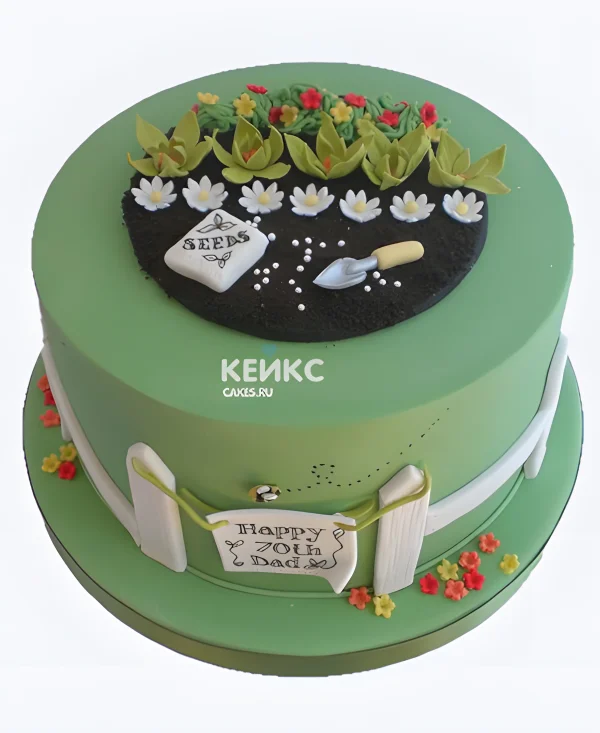 Зеленый торт огород из мастики Фото
