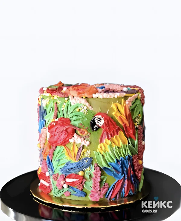 Живописный бенто торт с попугаем Фото