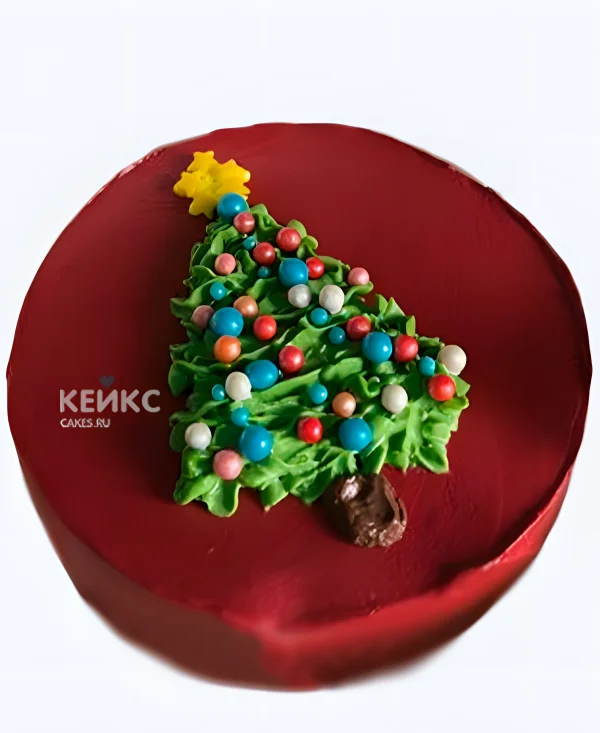 Аппетитный бенто торт на новый год с елочкой Фото