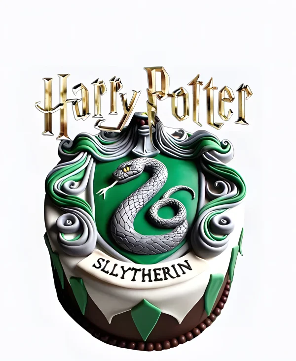 Яркий тортик с серебряной змейкой по Гарри Поттеру Фото