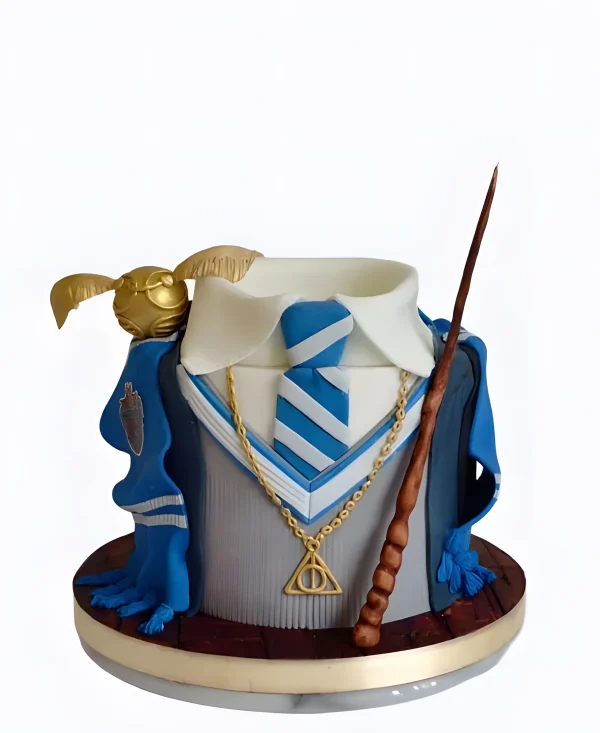 Тортик с формой Когтеврана и волшебной палочкой Фото