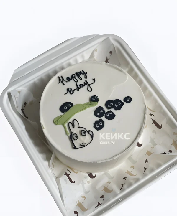 Белый бенто-торт на день рождения аниме Мой сосед Тоторо Фото