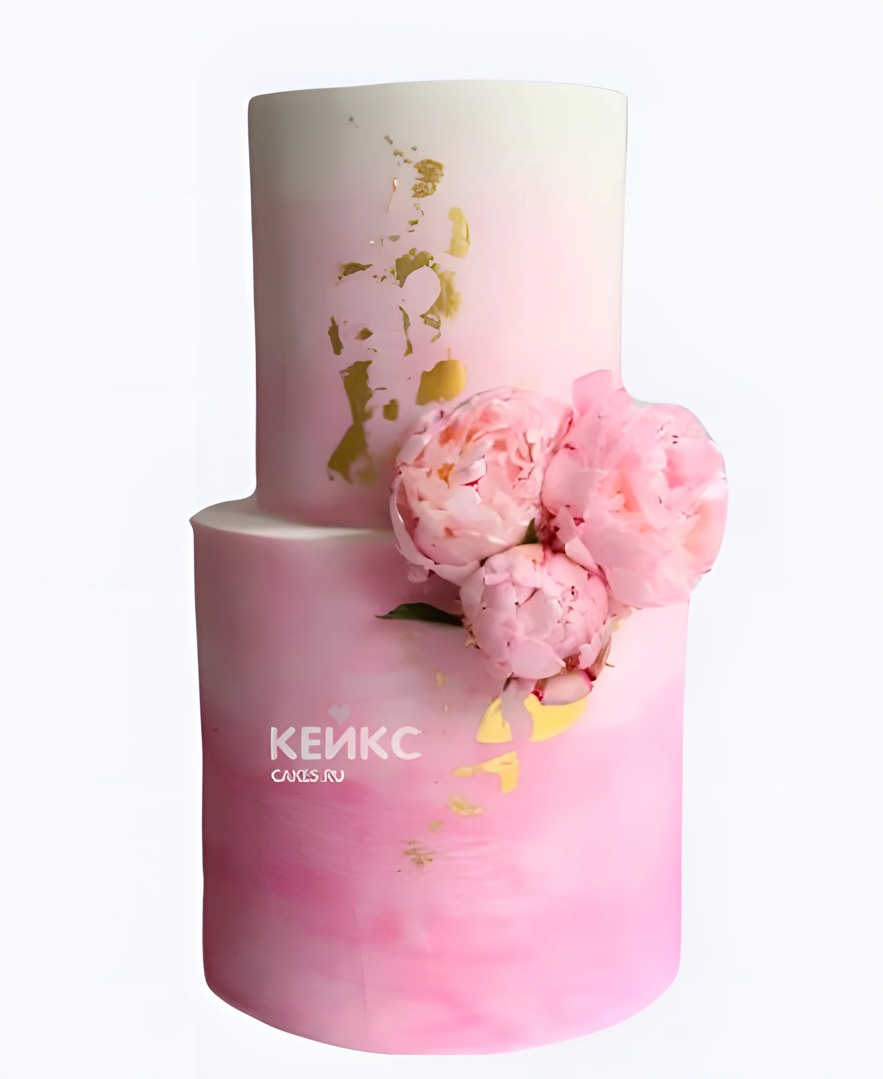 Белый свадебный торт Розовые пионы Фото