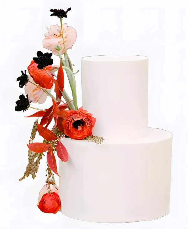 Белый торт с яркими цветами Фото