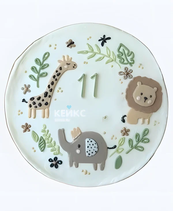 Бенто-торт на 11 лет с милыми зверушками Фото