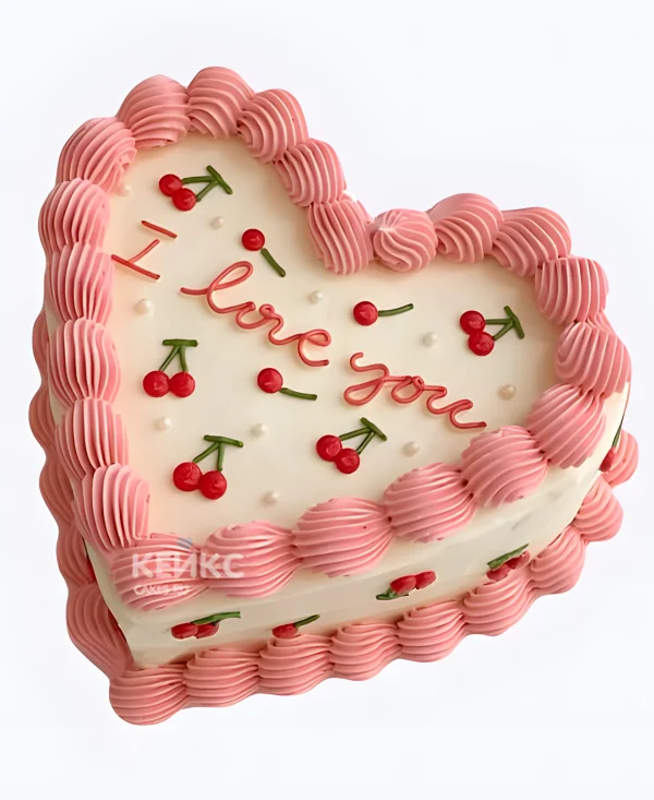 Бенто торт на 14 февраля с вишенками Фото