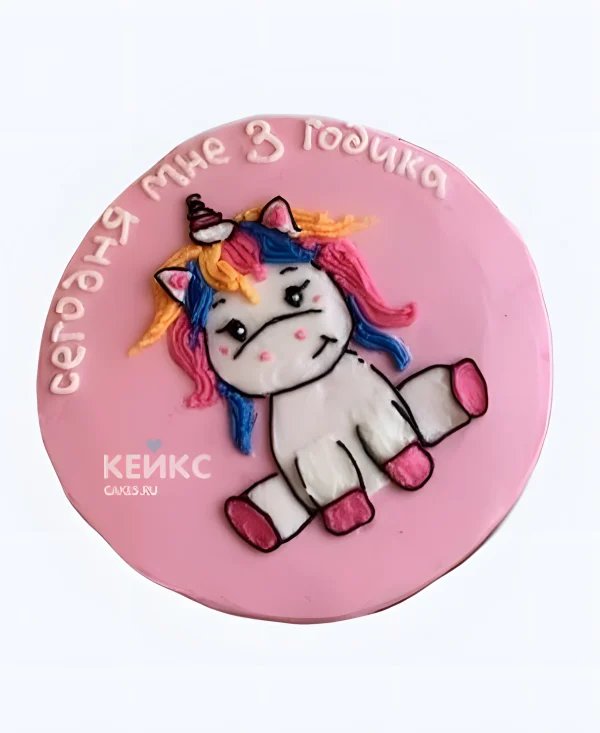 Бенто-торт с единорогом для девочки 3 годика Фото
