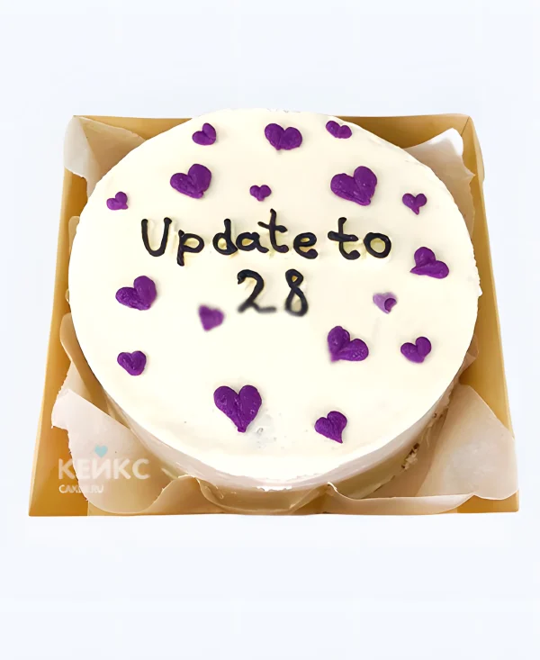 Бенто-торт на 30 лет с фиолетовыми сердечками Фото