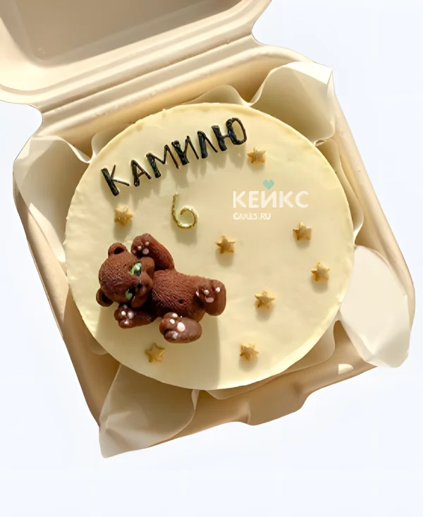 Бенто-торт на 6 лет с медвежонком и звездами Фото