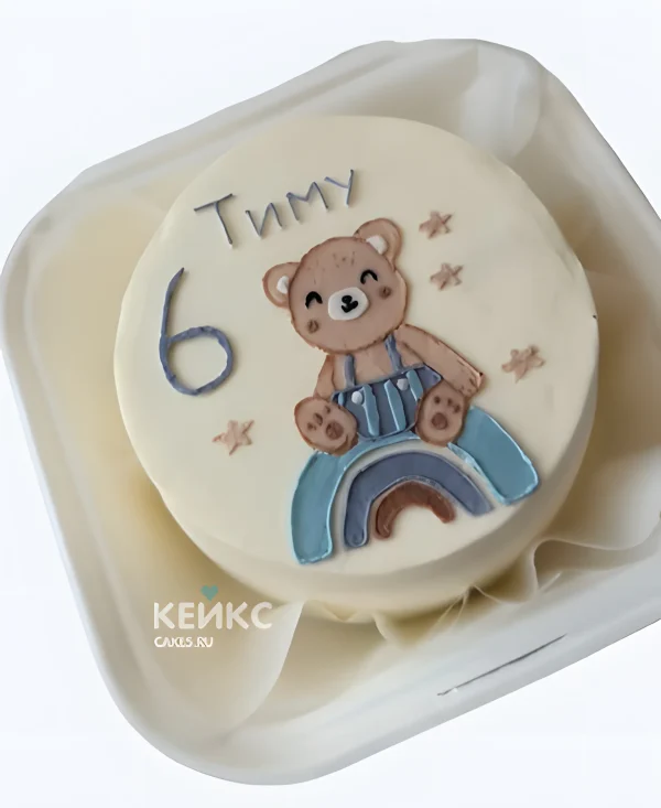 Бенто-торт на 6 лет с милым мишкой Фото