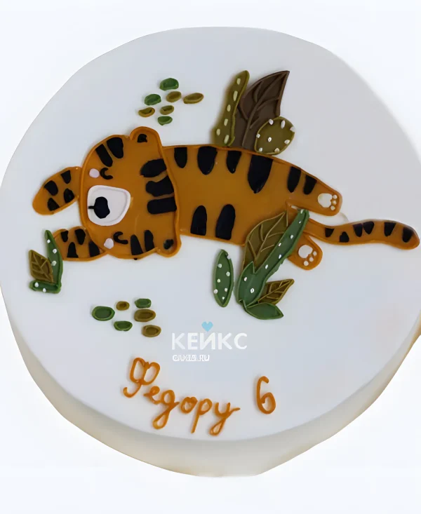 Бенто-торт на День Рождения 6 лет с тигром Фото