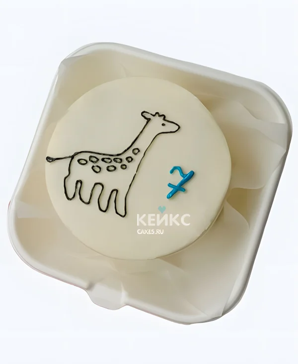 Бенто-торт на 7 лет с рисунком жирафа Фото