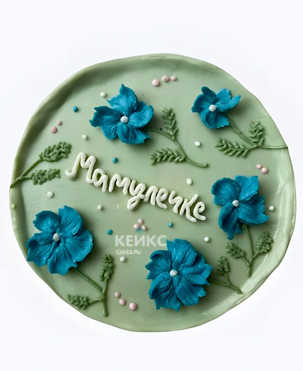 Бенто торт на 8 марта с голубыми цветами Фото
