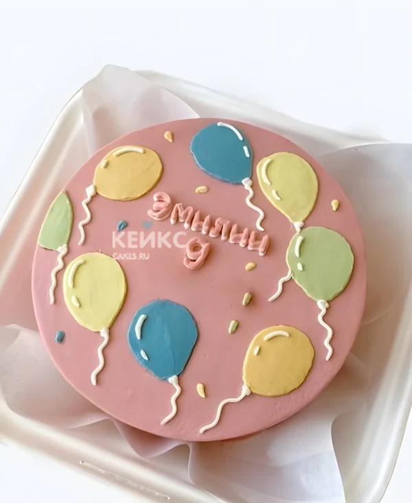 Бенто-торт на 9 лет с шариками Фото