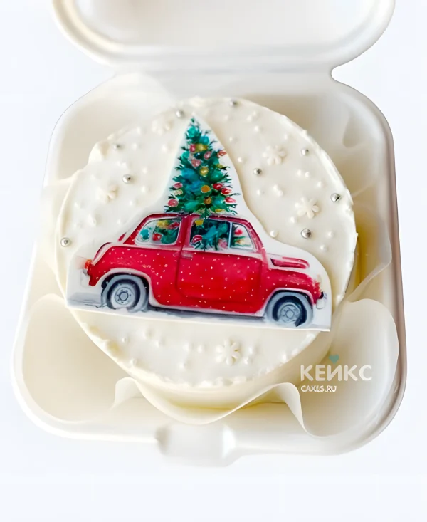 Бенто торт на новый год с машинкой Фото
