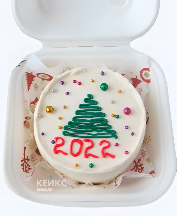 Новогодний бенто-торт с ёлочкой и цифрами Фото