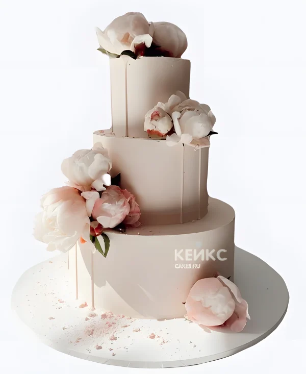 Бежевый свадебный торт Нежный цветок Фото