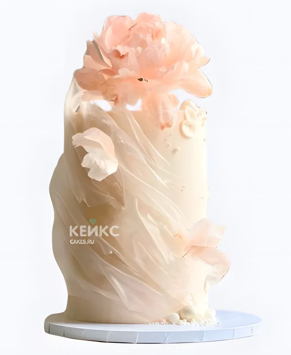Бежевый свадебный торт Пышный цветок Фото