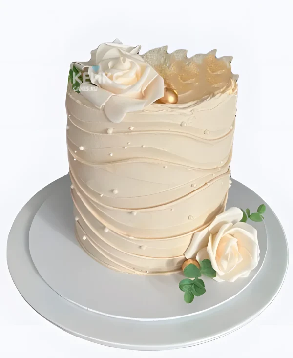 Нежный свадебный торт Розы с жемчугом Фото