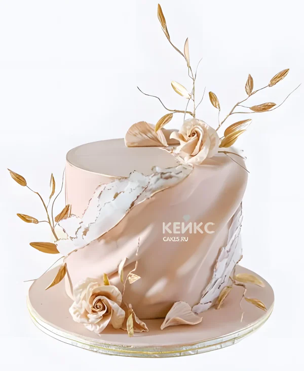 Бежевый свадебный торт Танец роз Фото