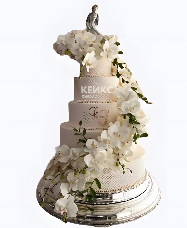Большой свадебный торт Каскад орхидей Фото