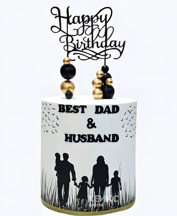 Чёрно-белый торт на юбилей мужу и любимому отцу Фото