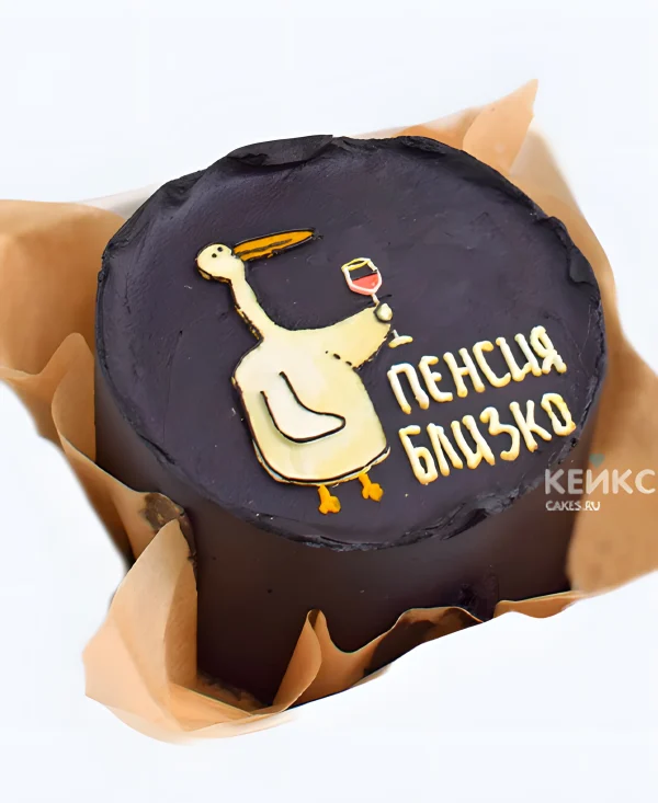 Черный бенто-торт на 35 лет с гусем Фото