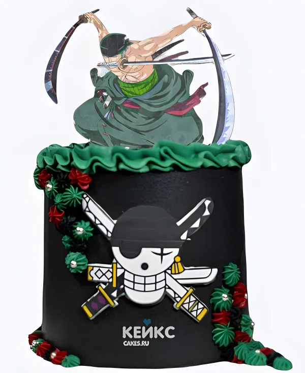 Черный велюровый торт на день рождения аниме Ван пис Фото