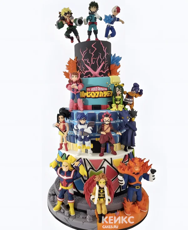 Большой торт с фигурками аниме Моя геройская академия Фото