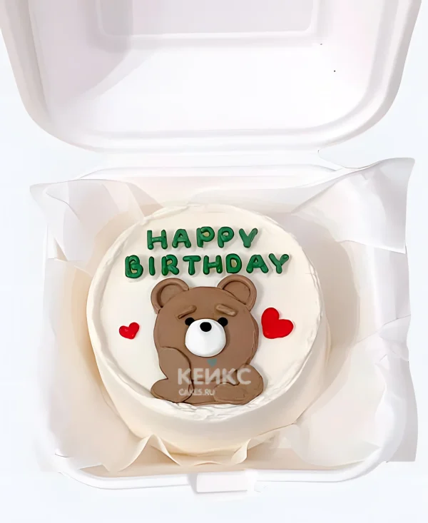Детский бенто-тортик с мишкой на день рождения Фото