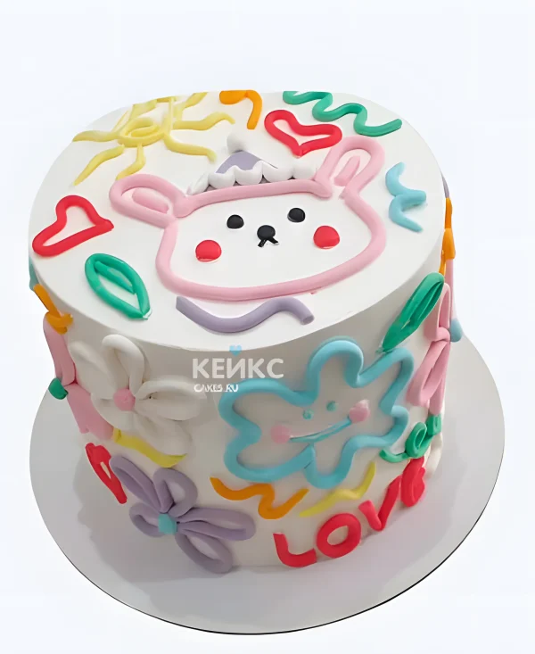 Детский бенто торт с яркими цветами Фото