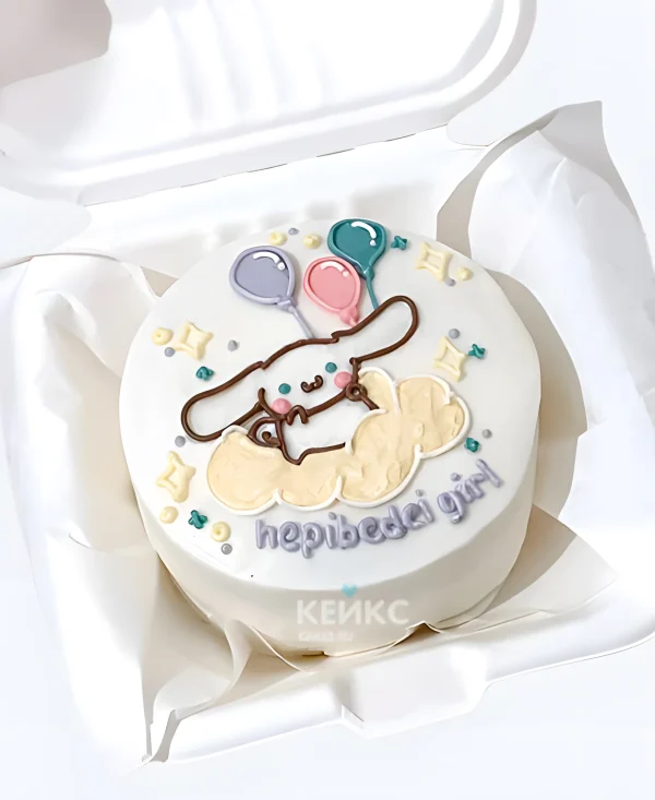 Детский бенто торт с кроликом на облачке Фото