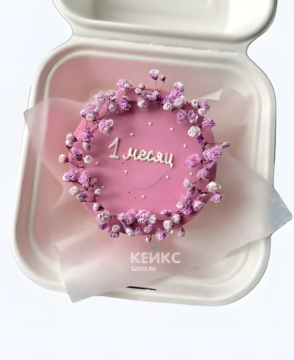 Детский бенто торт с сухоцветами на 1 месяц Фото