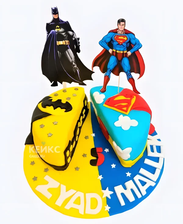Два тортика для мальчиков с супергероями Фото