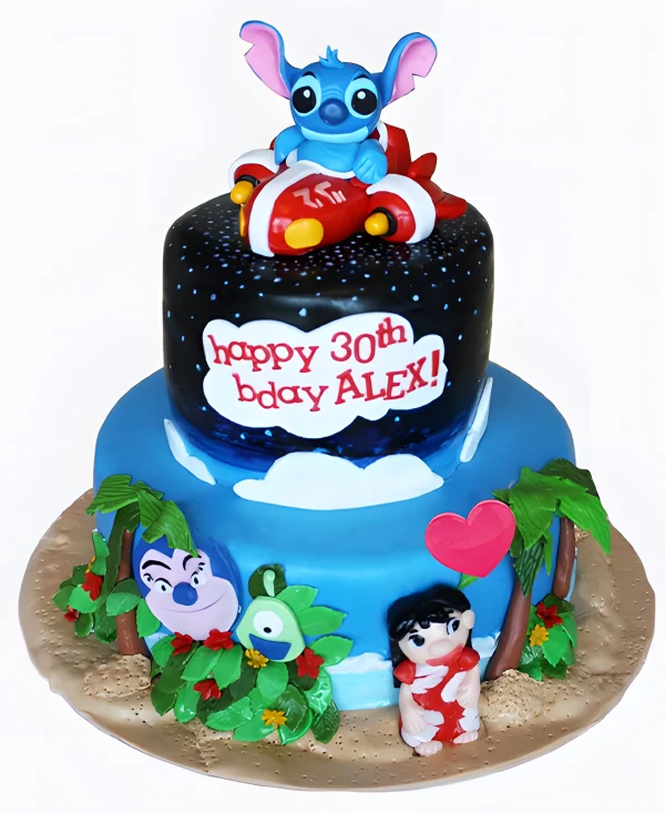 Двухъярусный торт Встреча с инопланетянами Фото