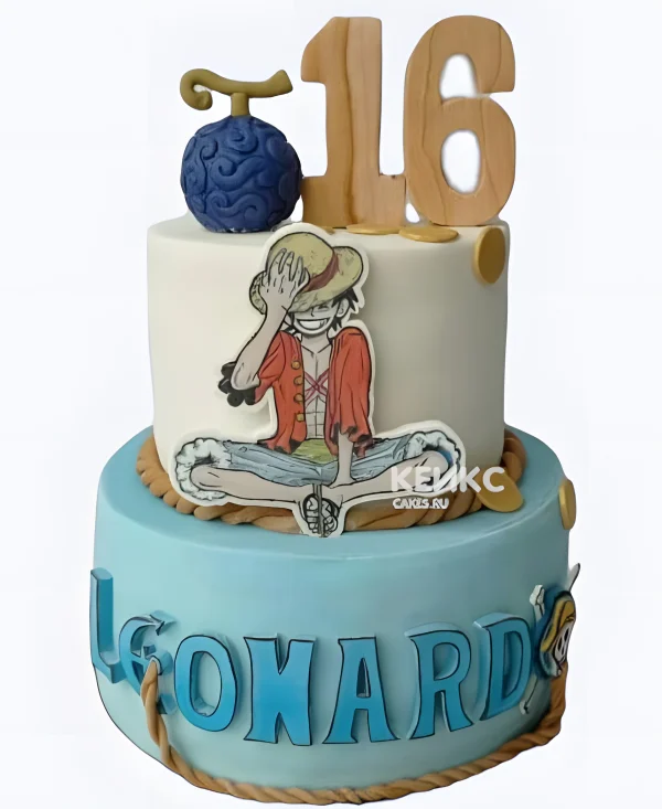 Двухъярусный торт на день рождения аниме Ван пис Фото