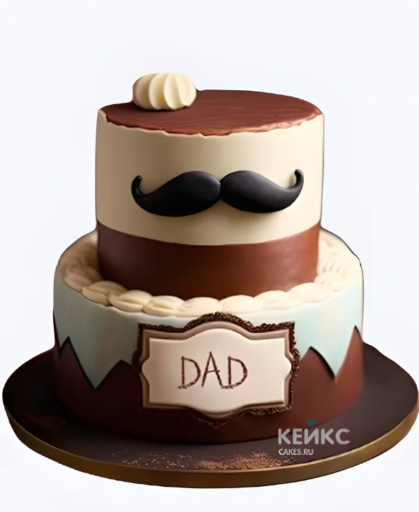 Двухъярусный торт с усами на день отца Фото
