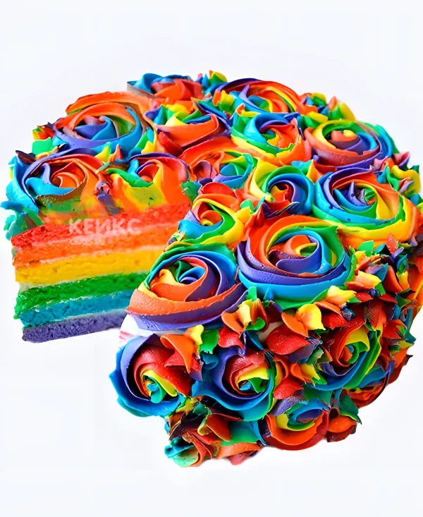 Эффектный радужный торт для девочки Фото